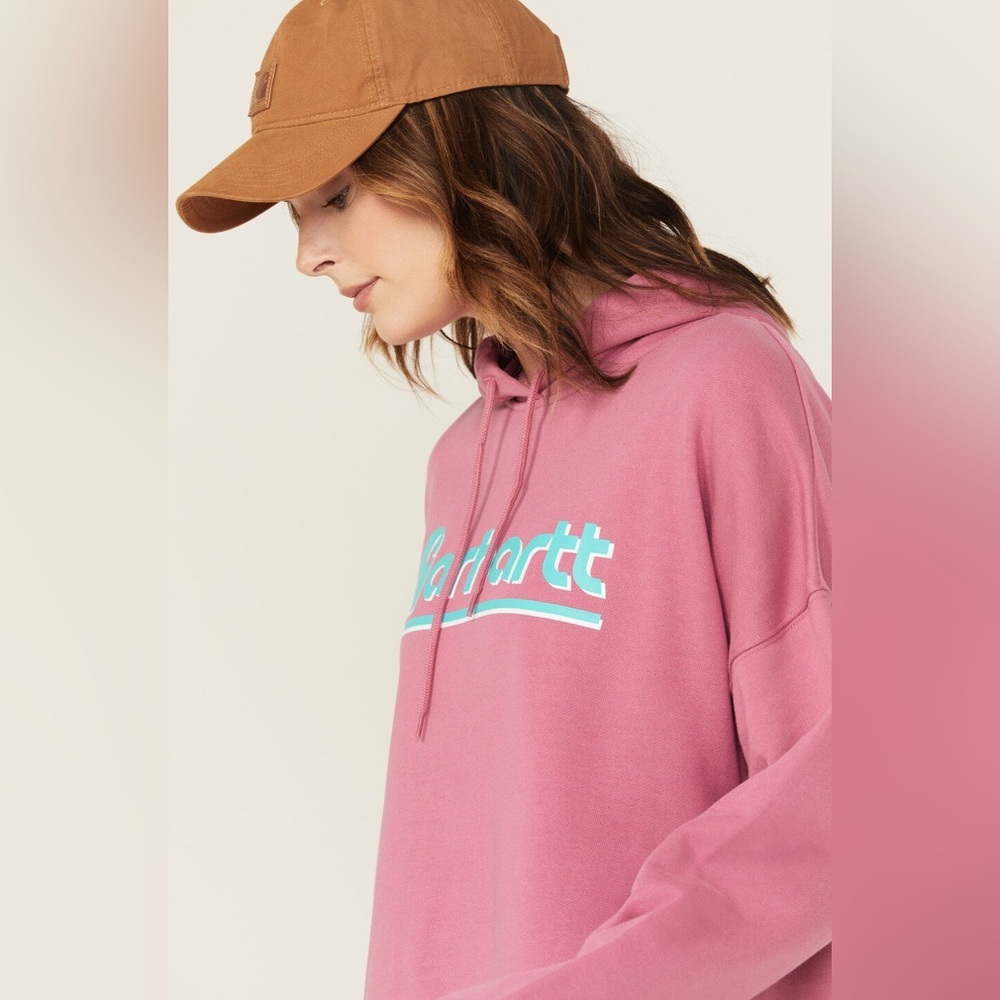 NEW CARHARTT PINK TENCEL™ FIBER SERIES LOOSE FIT GRAPHIC SOFT HOODIE SZ SMALL - Picture 4 of 14